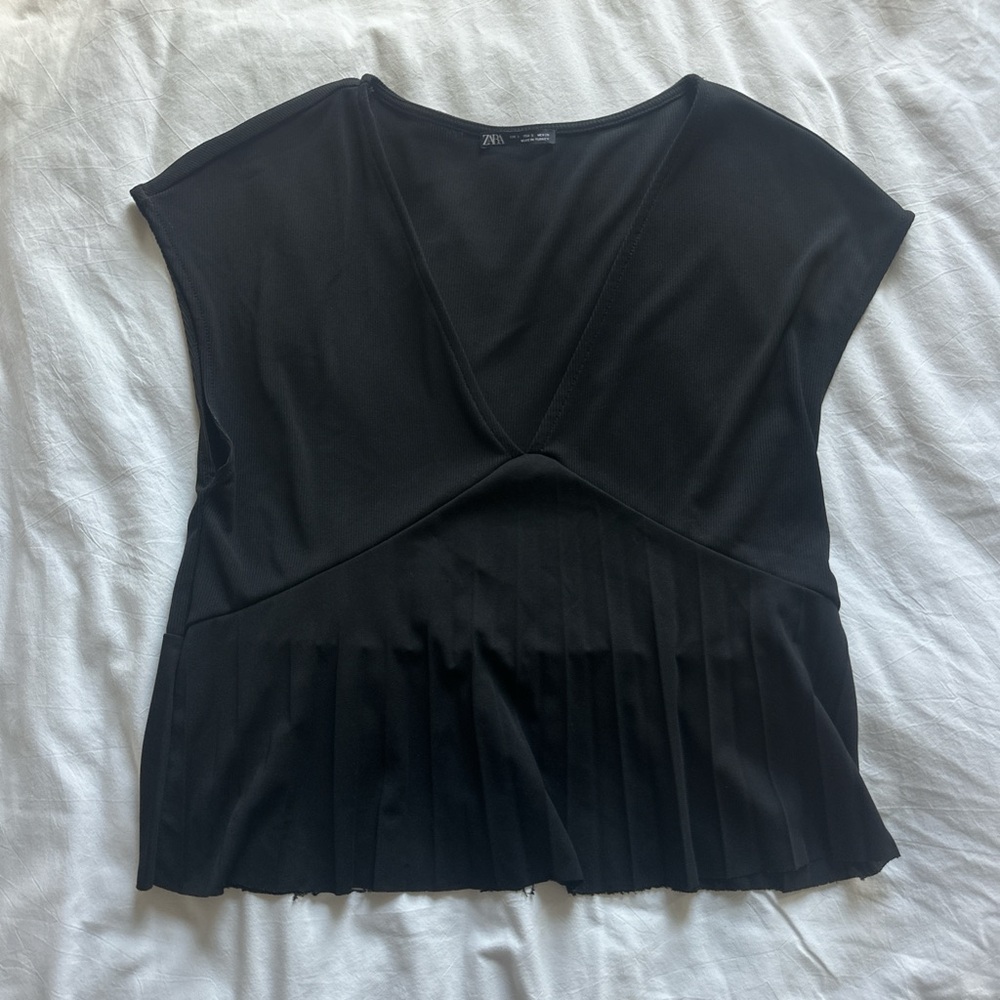 Zara Black Pleated Women's Top